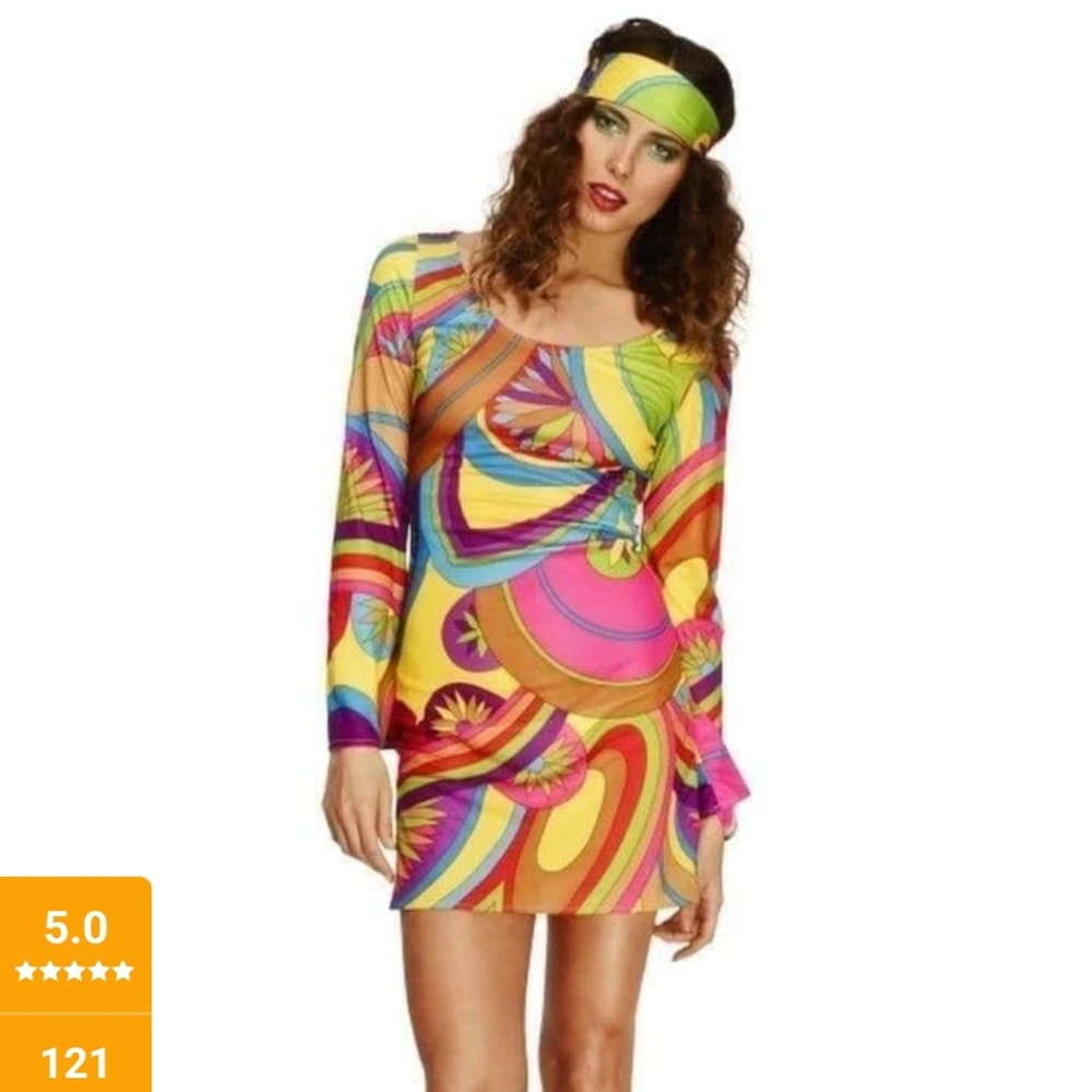🎃Fever 70's Flower Power Costume Dress Small